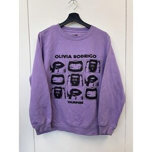 Olivia Rodrigo Sweatshirt Womens Large Purple Vampire Graphic Crewneck Pullover